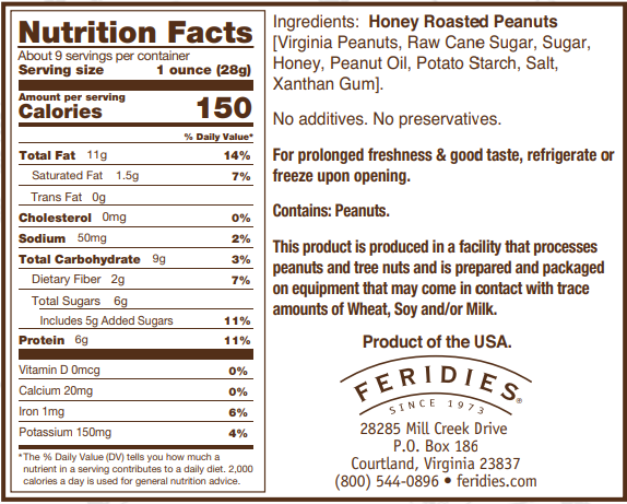 FERIDIES - Honey Roasted Virginia Peanuts