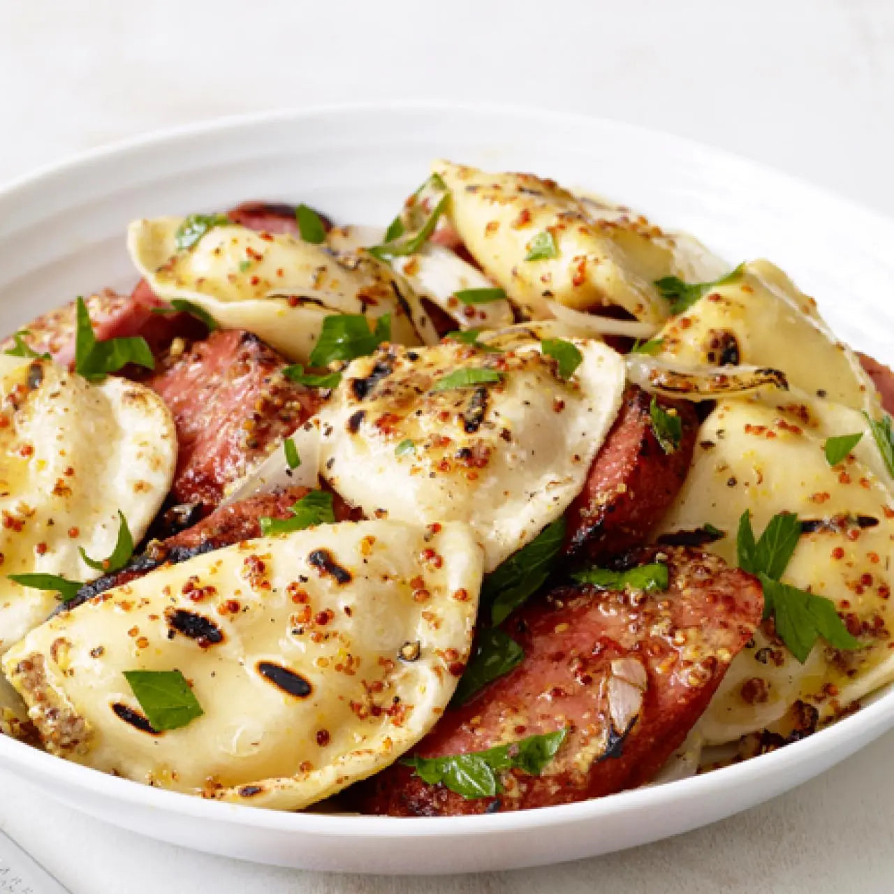 Grilled Kielbasa & Pierogies