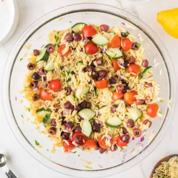 Mediterranean Toasted Orzo Salad