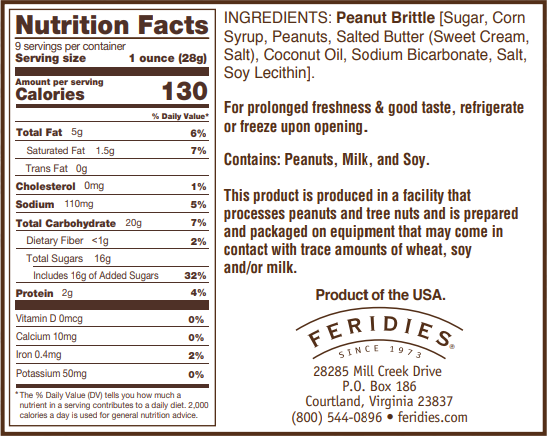 FERIDIES - 9oz Peanut Brittle Crunch