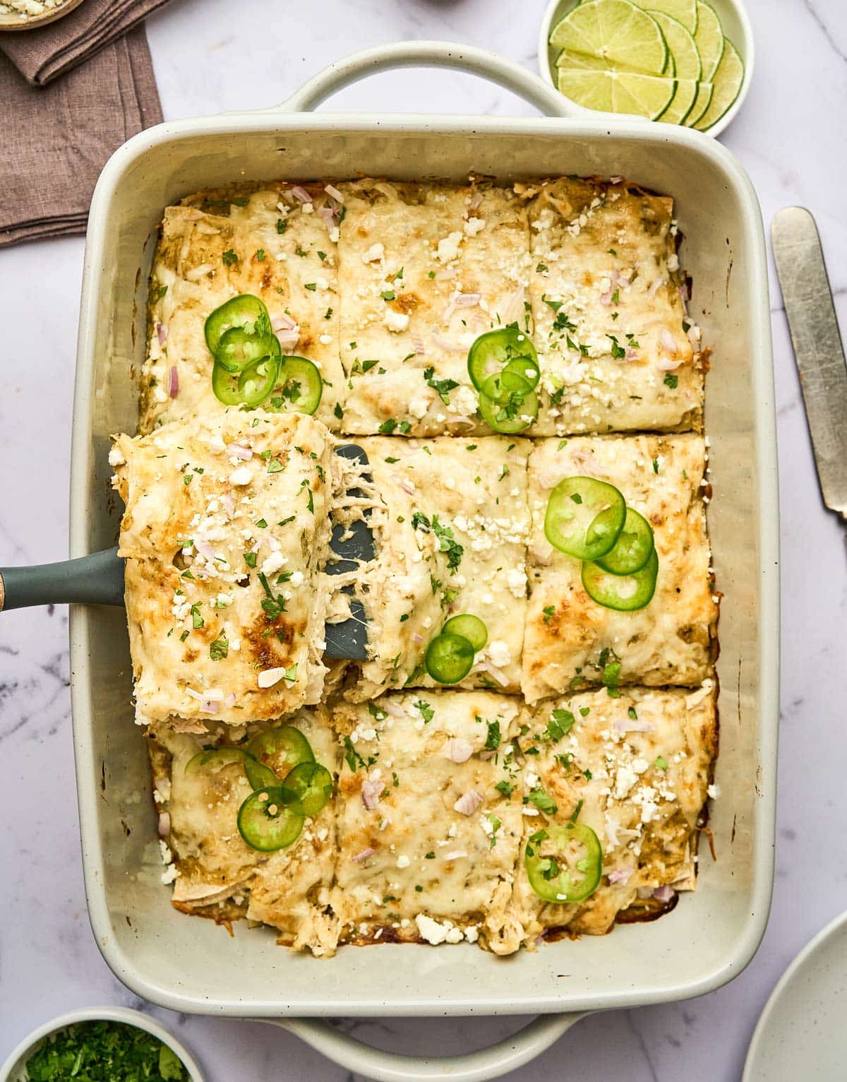 Green Chili Chicken Enchilada Bake